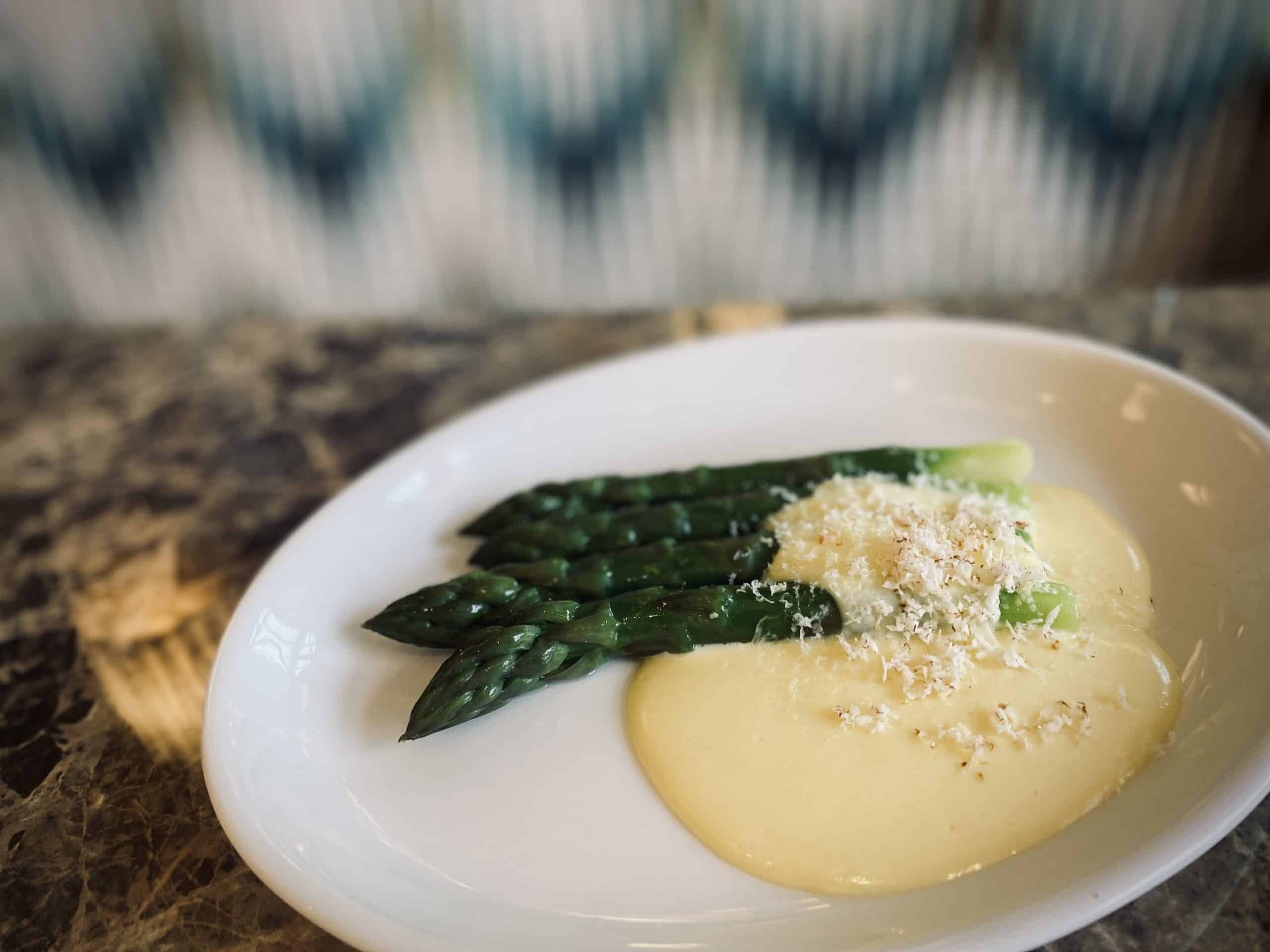 Asparagus blanched and presented on plate