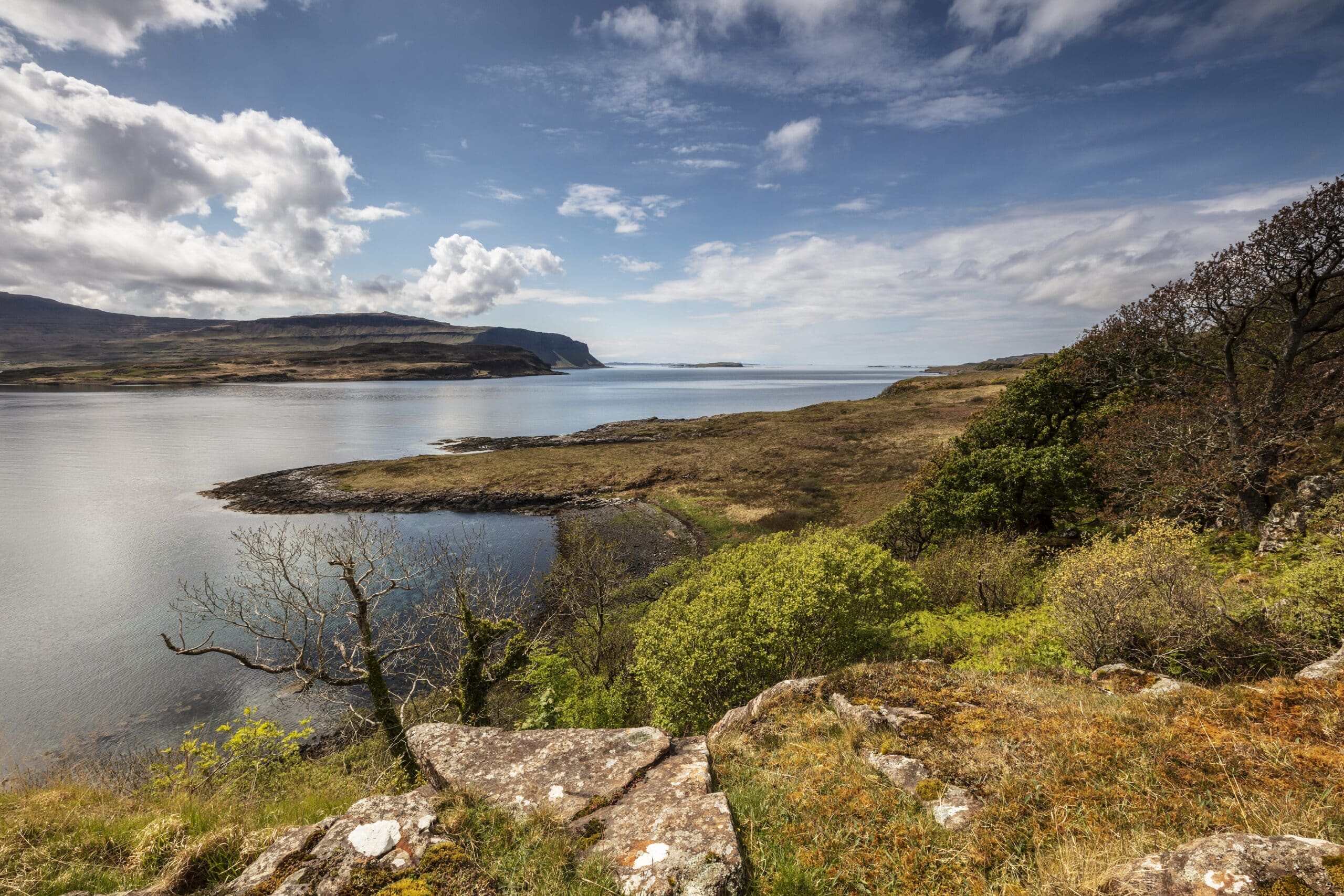 Beautiful sunny day at the lake shore in Mull, Inner Hebrides, Scotland, UK